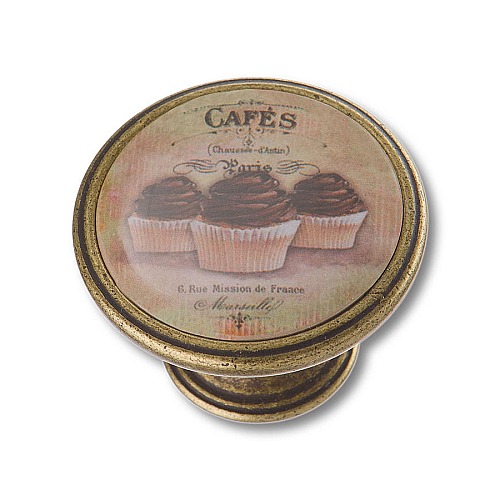 Ручка кнопка 550BR61 цвет античная бронза диаметр 37 мм 