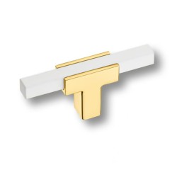 Ручка модерн кнопка 67-Gold-White цвет глянцевое золото / белый длина 70 мм