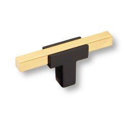 Ручка модерн кнопка 67-Matt Black-Matt Gold цвет черный / матовое золото длина 70 мм 