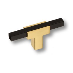 Ручка модерн кнопка 67-Matt Gold-Matt Black цвет матовое золото / черный длина 70 мм 