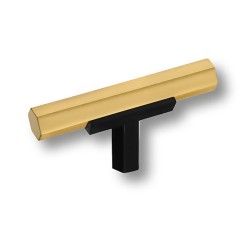 Ручка модерн кнопка 74-Matt Black-Matt Gold цвет черный / матовое золото длина 60 мм 