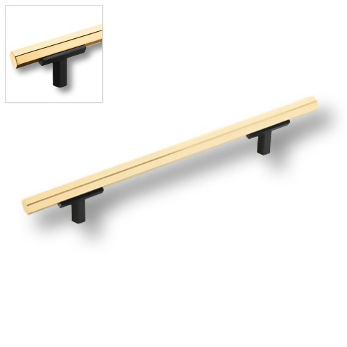 Ручка рейлинг 776-128-Matt Black-Gold цвет черный / глянцевое золото длина 196 мм, крепление 128 мм