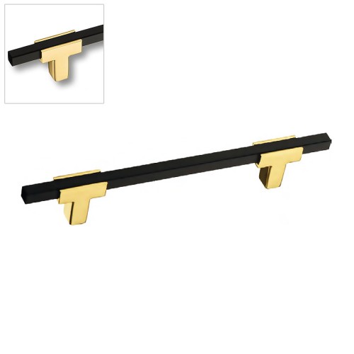 Ручка рейлинг 778-128-Gold-Matt Black цвет глянцевое золото / черный длина 196 мм, крепление 128 мм