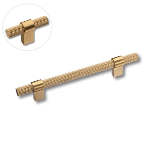 Ручка рейлинг 8774 0128 GLB-GLB цвет матовое золото длина 193 мм, крепление 128 мм