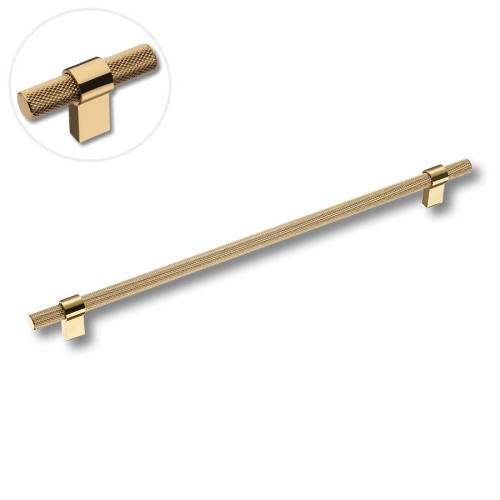 Ручка рейлинг 8774 0320 GL-GL цвет глянцевое золото длина 385 мм, крепление 320 мм