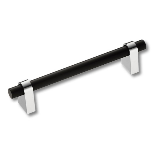 Ручка рейлинг 8951 0128 CR-AL6 цвет глянцевый хром, черный длина 164 мм, крепление 128 мм