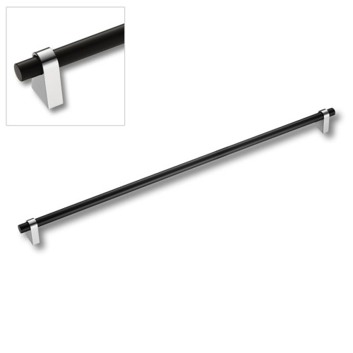 Ручка рейлинг 8951 0480 CR-AL6 цвет глянцевый хром, черный длина 516 мм, крепление 480 мм  