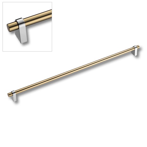 Ручка рейлинг 8951 0480 CR-GL цвет глянцевый хром, глянцевое золото длина 516 мм, крепление 480 мм 