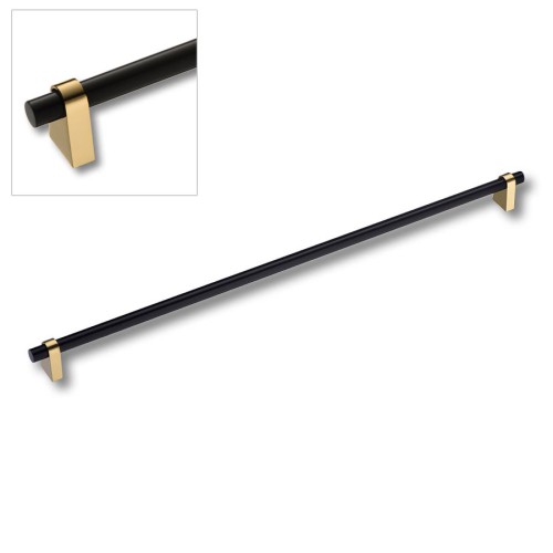 Ручка рейлинг 8951 0480 GL-AL6 цвет глянцевое золото, черный длина 196 мм, крепление 480 мм