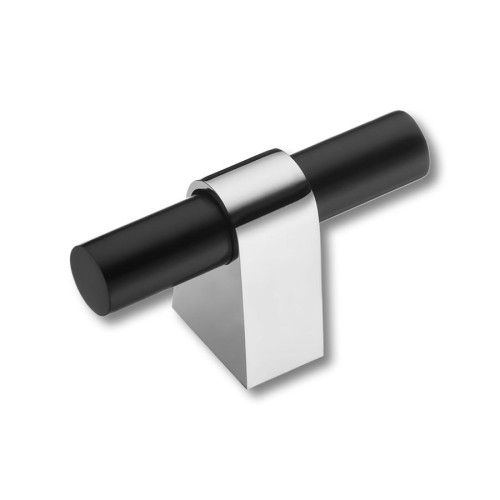 Ручка кнопка 8966 0008 CR-AL6 цвет глянцевый хром, черный ширина 60 мм