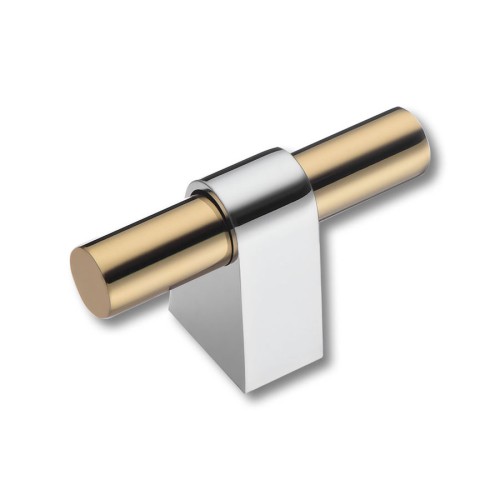 Ручка кнопка 8966 0008 CR-GL цвет глянцевый хром, глянцевое золото ширина 60 мм 