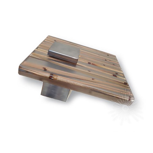 Ручка кнопка Z3000002 глянцевый хром, вставка из бамбука ширина 80 мм 