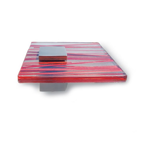 Ручка кнопка Z3000003 глянцевый хром, вставка из тростника ширина 80 мм