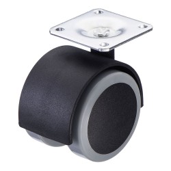 Опора колесико мебельное сдвоенное 08.04.099-1 цвет черный, серый диаметр 50 мм Опора колесико мебельное сдвоенное 08.04.099-1 цвет черный, серый диаметр 50 мм