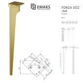 Опора мебельная 1197 300 Gold серия Forza цвет глянцевое золото высота 300 мм 