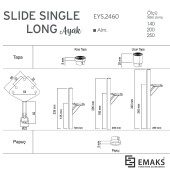 Опора мебельная 2460 140-260 Matt Black цвет черный матовый высота 140 / 260 мм 