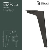 Опора мебельная стальная 1330 0200 Matt Black серия Milano цвет черный высота 200 мм