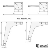 Опора мебельная стальная 1330 0200 Matt Black серия Milano цвет черный высота 200 мм