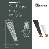 Опора мебельная 3510 0160 Matt Fume/Gold Varak серия SUIT цвет матовый серый / матовое золото высота 160 мм 