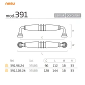 Ручка фарфор скоба 391B8 бронза / керамика кремовая длина 144 мм 